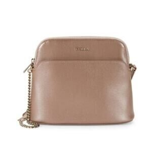 Furla EUC crossbody chain strap leather bag small moonstone